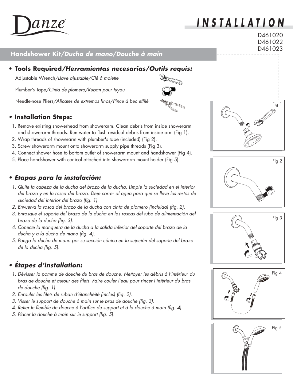 Danze D461022 - Installation Manual User Manual | 3 pages