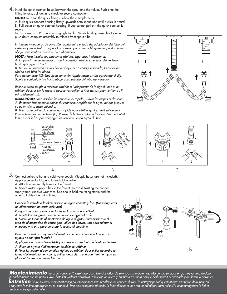 Mantenimiento, Entretien, A. b | Danze D304010 - Installation Manual User Manual | Page 3 / 6