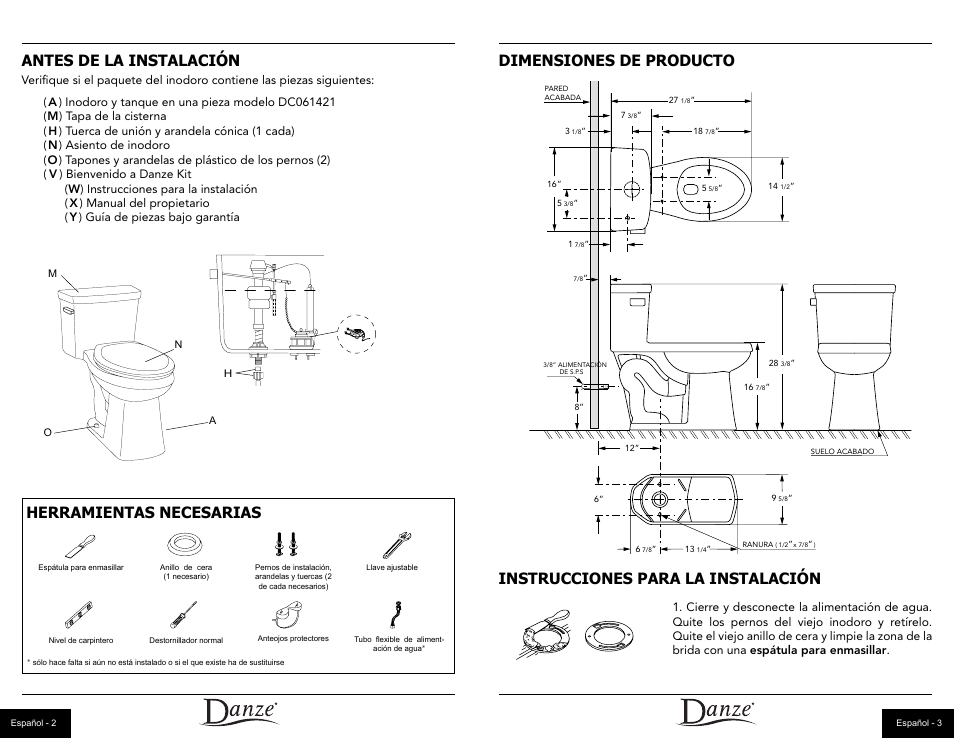 Antes de la instalación, Herramientas necesarias | Danze DC061421 - Installation Manual User Manual | Page 6 / 11