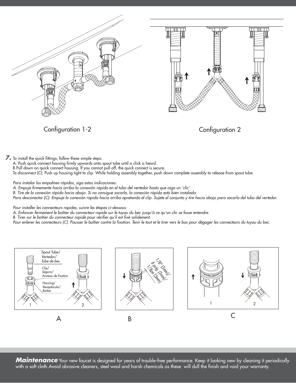 Ac b, Maintenance, Configuration 1-2 configuration 2 | Danze D304058 - Installation Manual User Manual | Page 4 / 7