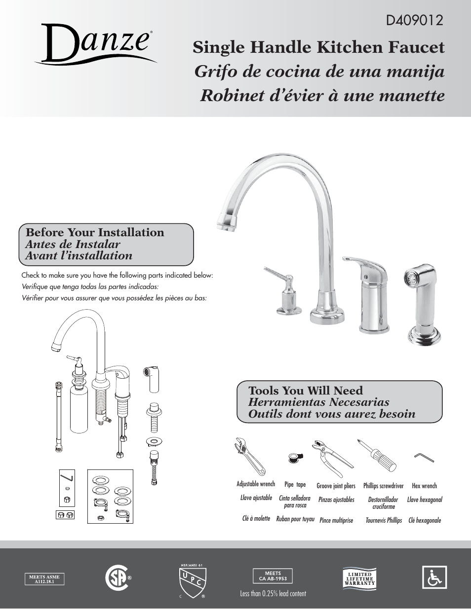 Danze D409012 - Installation Manual User Manual | 6 pages