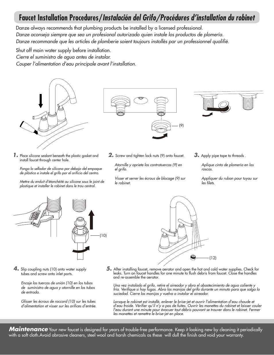 Maintenance | Danze D153054 - Installation Manual User Manual | Page 2 / 4