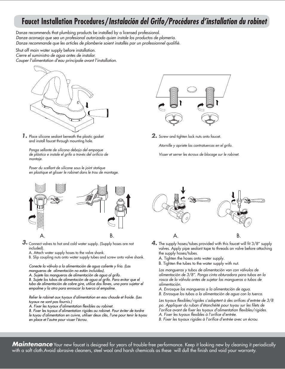 Maintenance, A. b. a. b | Danze D301030 - Installation Manual User Manual | Page 2 / 4