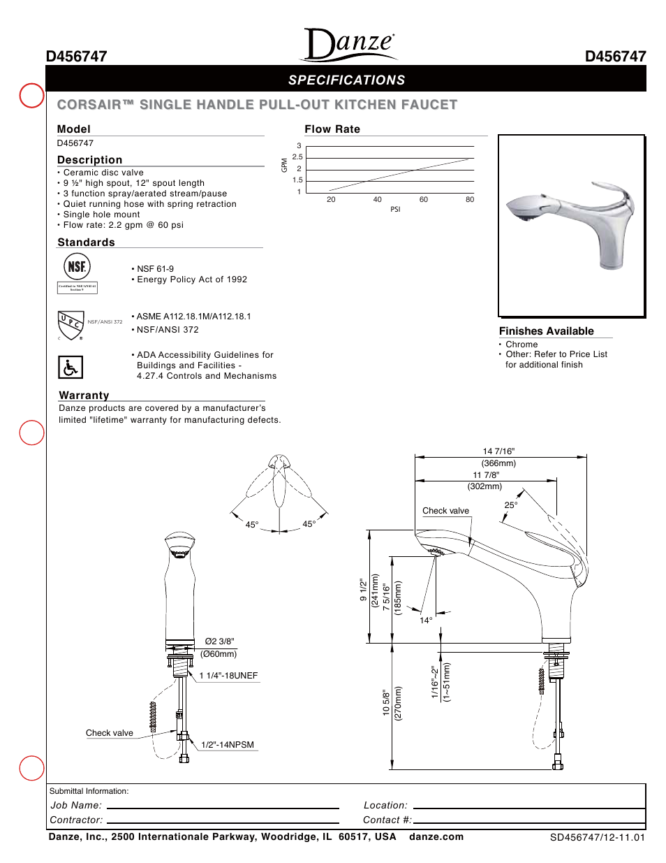 Danze D456747 User Manual | 1 page