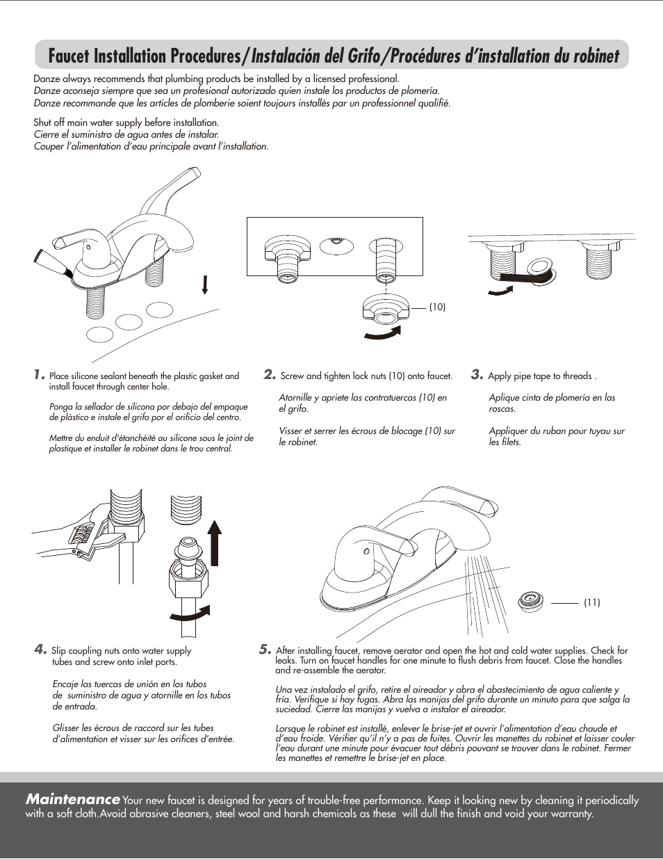 Maintenance | Danze D301212 - Installation Manual User Manual | Page 2 / 4