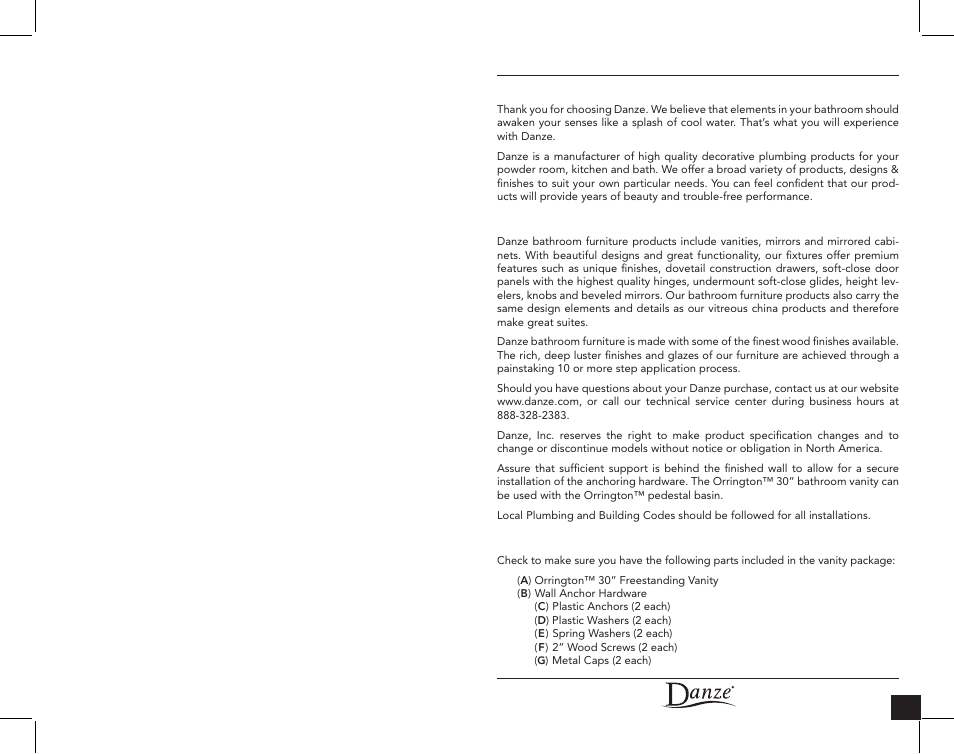 Danze DF012130 - Installation Manual User Manual | Page 2 / 12