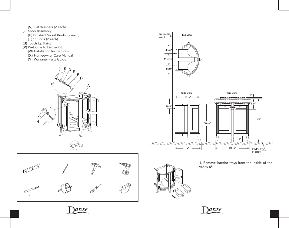 Installation instructions, Product dimensions, Tools required | Danze DF012130 - Installation Manual User Manual | Page 3 / 12