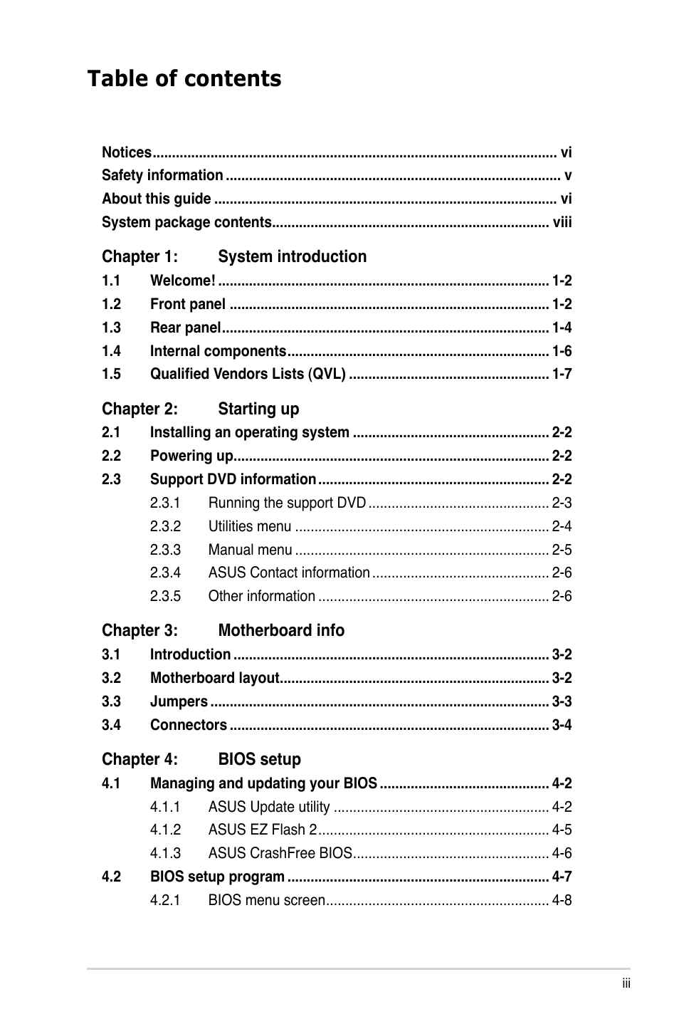 Asus P6-M4A3000E User Manual | Page 3 / 59