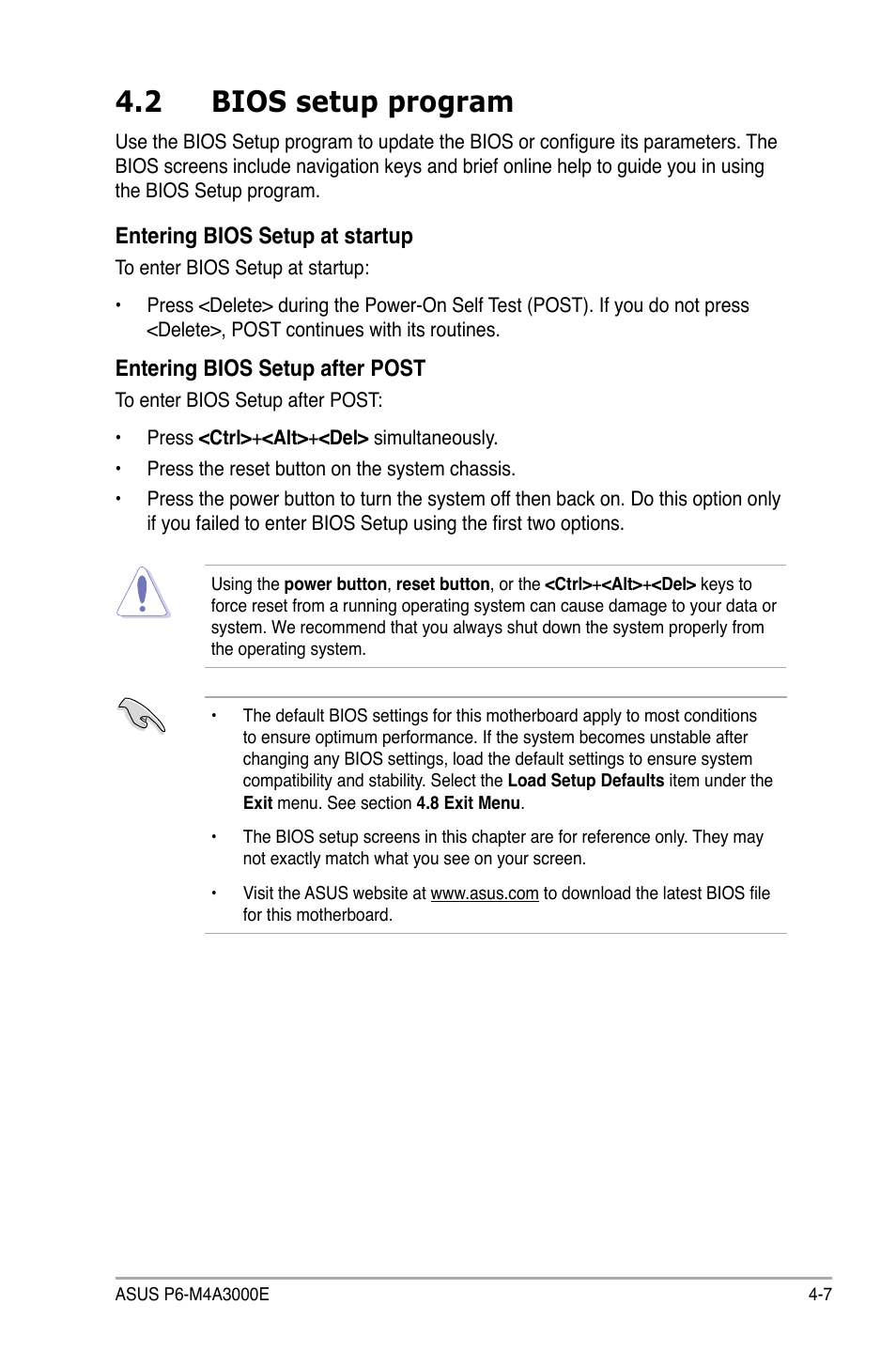 2 bios setup program | Asus P6-M4A3000E User Manual | Page 39 / 59