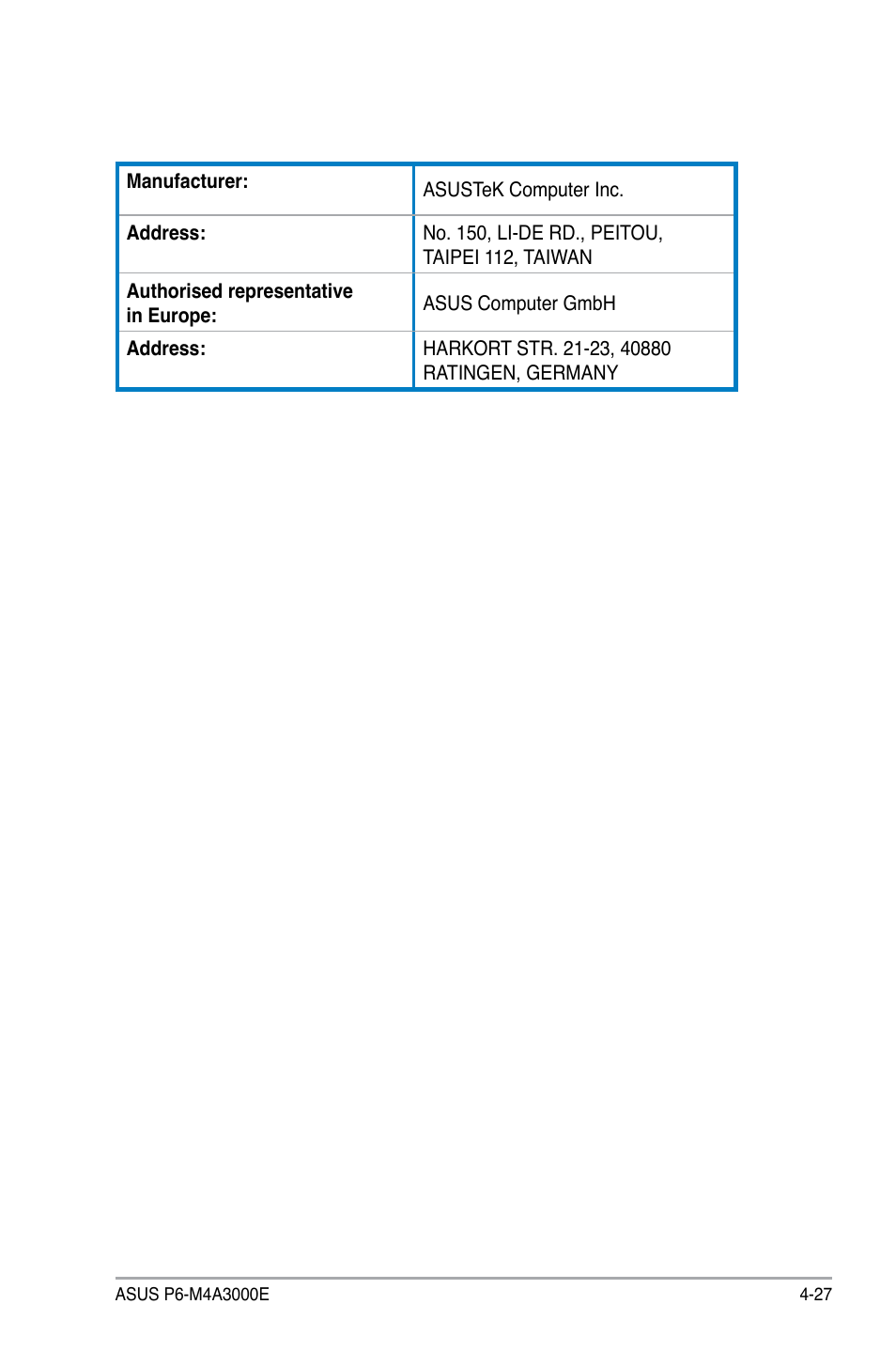 Asus P6-M4A3000E User Manual | Page 59 / 59