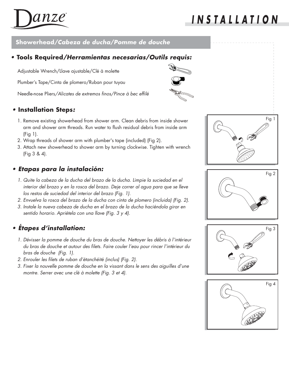 Danze D460027 - Installation Manual User Manual | 3 pages