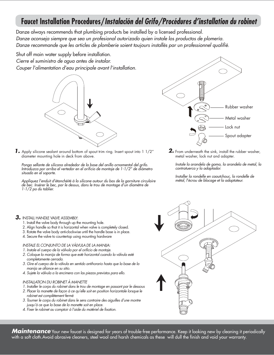Maintenance | Danze D331558 - Installation Manual User Manual | Page 2 / 7