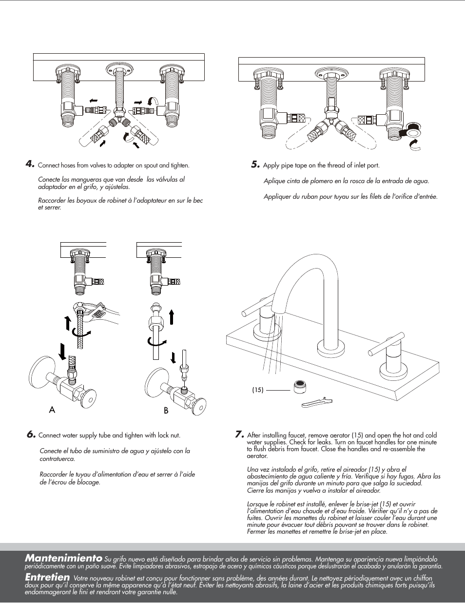 Mantenimiento, Entretien | Danze D331558 - Installation Manual User Manual | Page 3 / 7