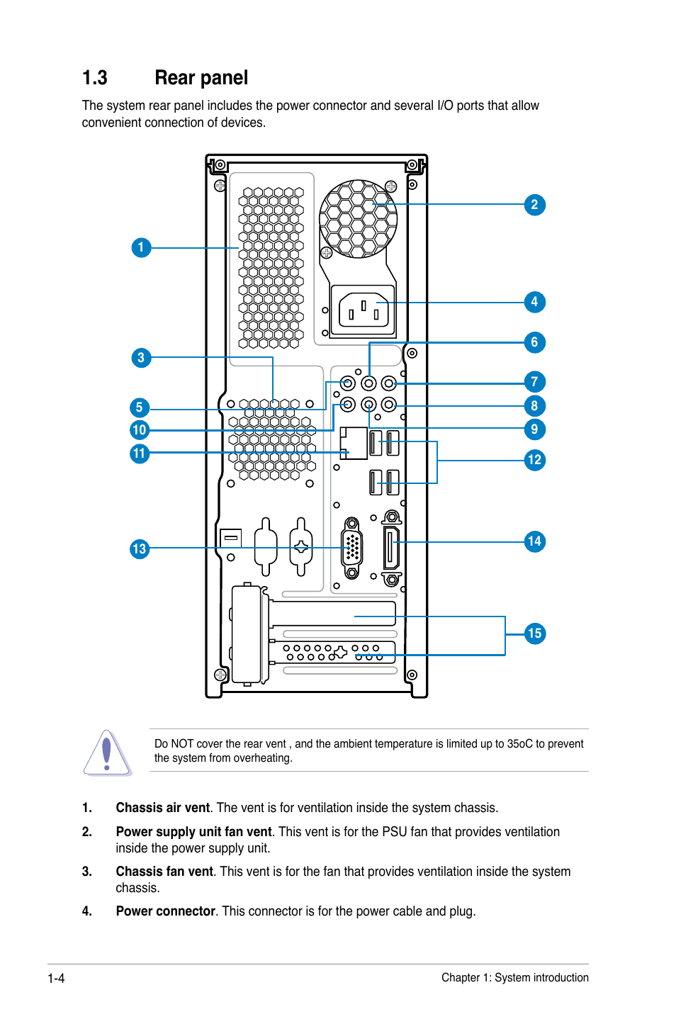 3 rear panel, Rear panel -4 | Asus P6-P8H61E User Manual | Page 12 / 75