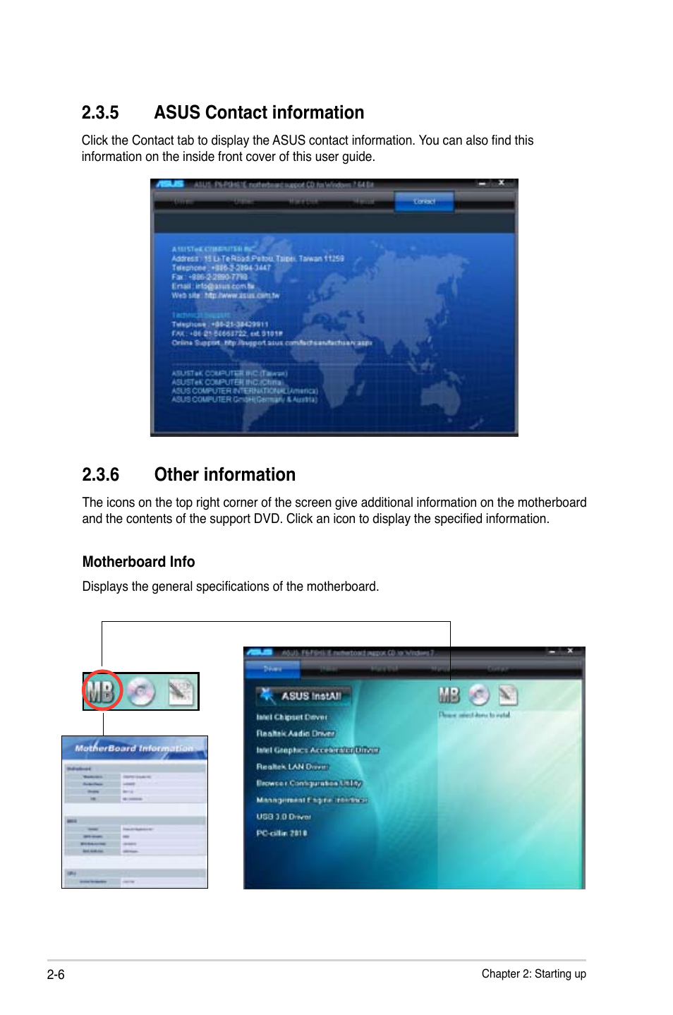 5 asus contact information, 6 other information, Asus contact information -6 | Other information -6 | Asus P6-P8H61E User Manual | Page 22 / 75