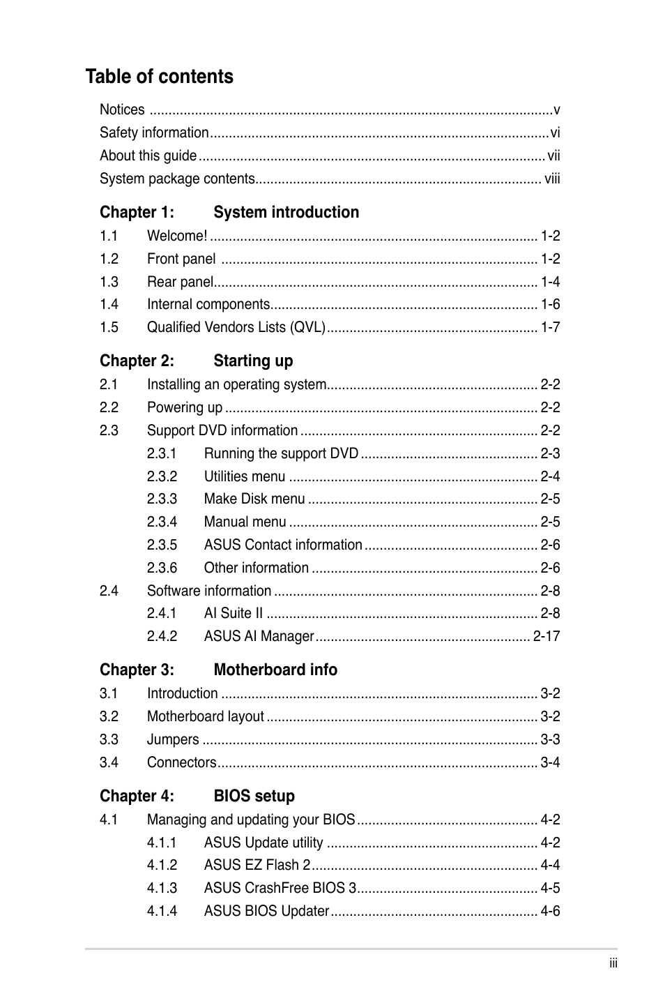 Asus P6-P8H61E User Manual | Page 3 / 75