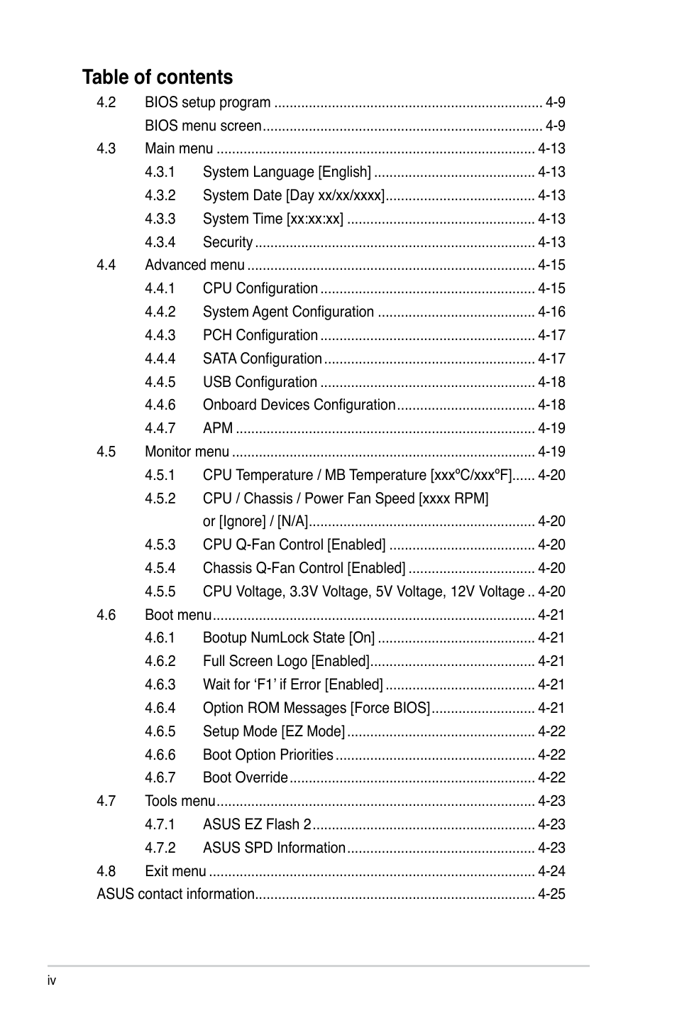 Asus P6-P8H61E User Manual | Page 4 / 75