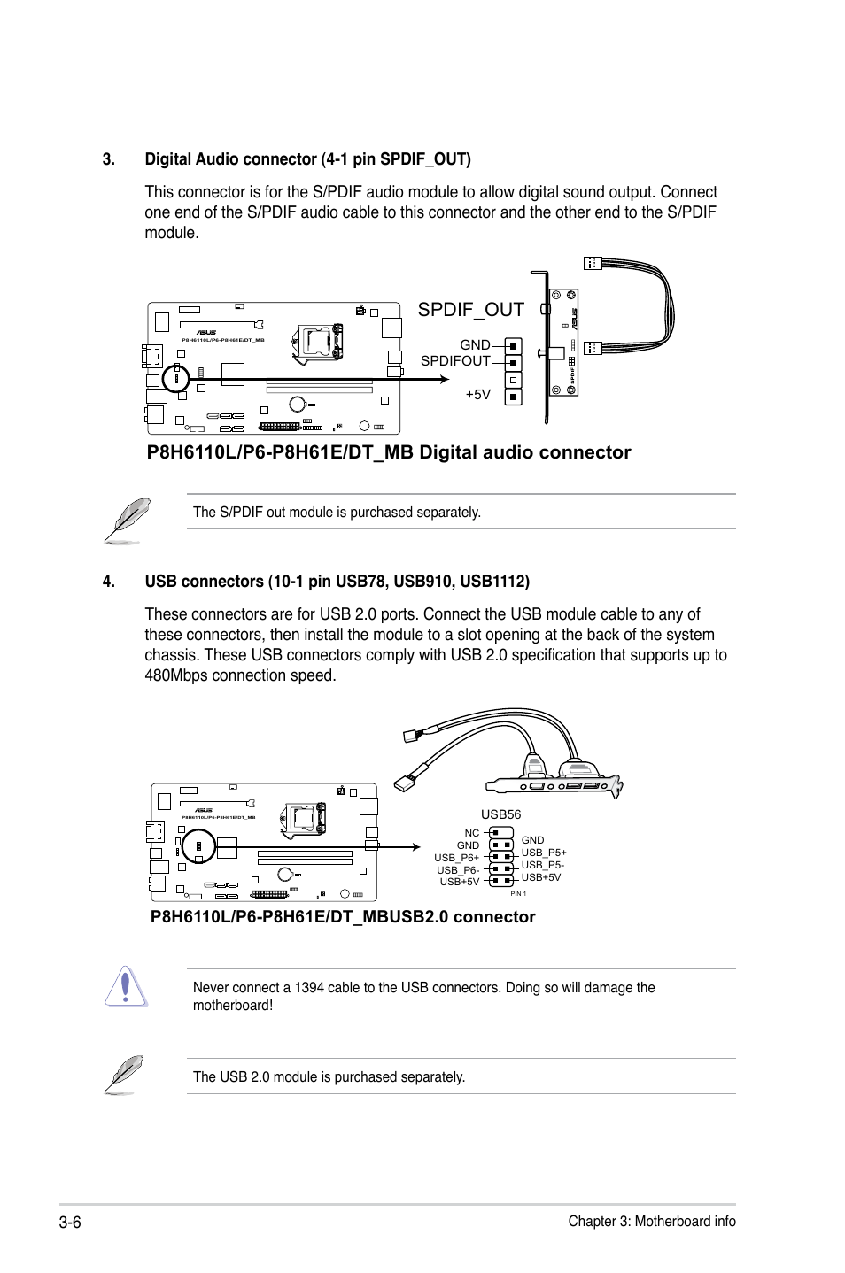 Spdif_out | Asus P6-P8H61E User Manual | Page 44 / 75