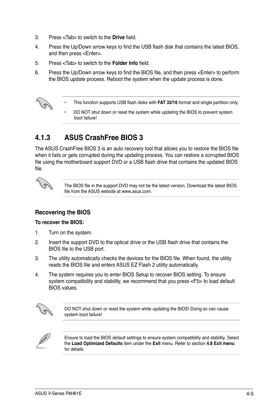 3 asus crashfree bios 3, Asus crashfree bios 3 -5 | Asus P6-P8H61E User Manual | Page 55 / 75