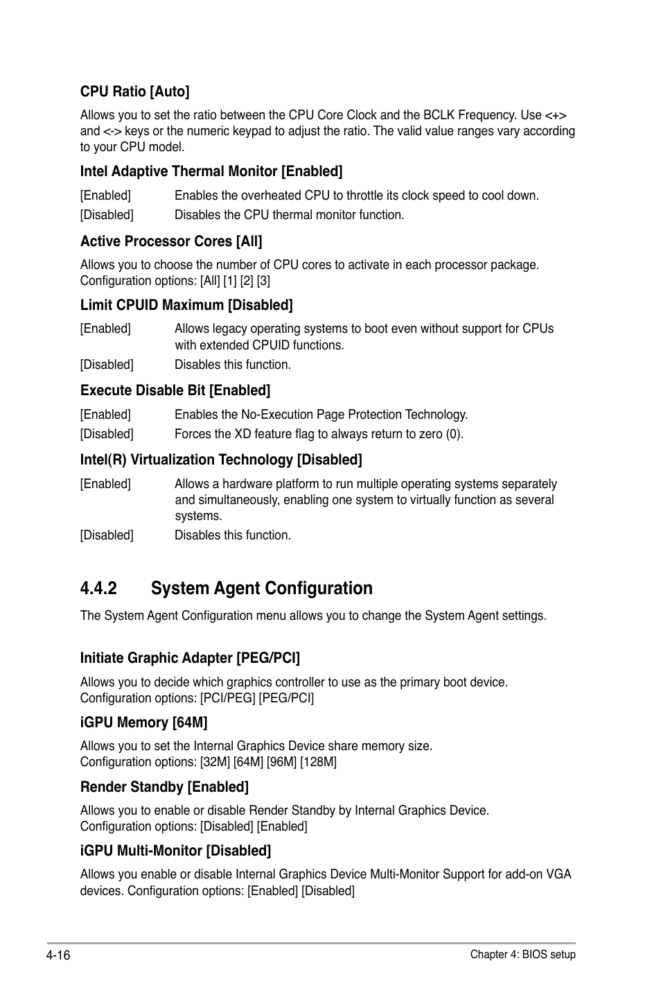 2 system agent configuration, System agent configuration -16 | Asus P6-P8H61E User Manual | Page 66 / 75