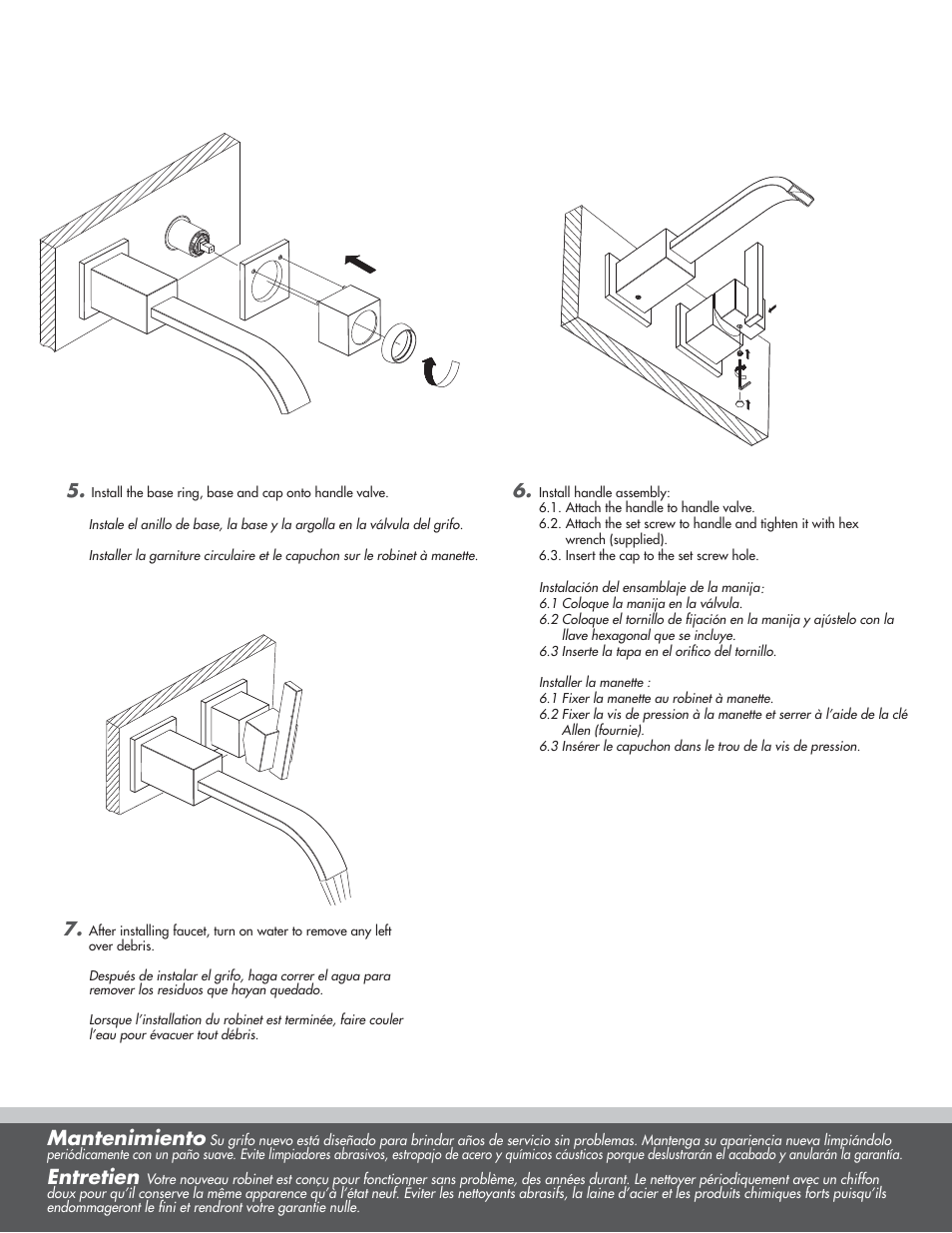 Mantenimiento, Entretien | Danze D216044T - Installation Manual User Manual | Page 3 / 7