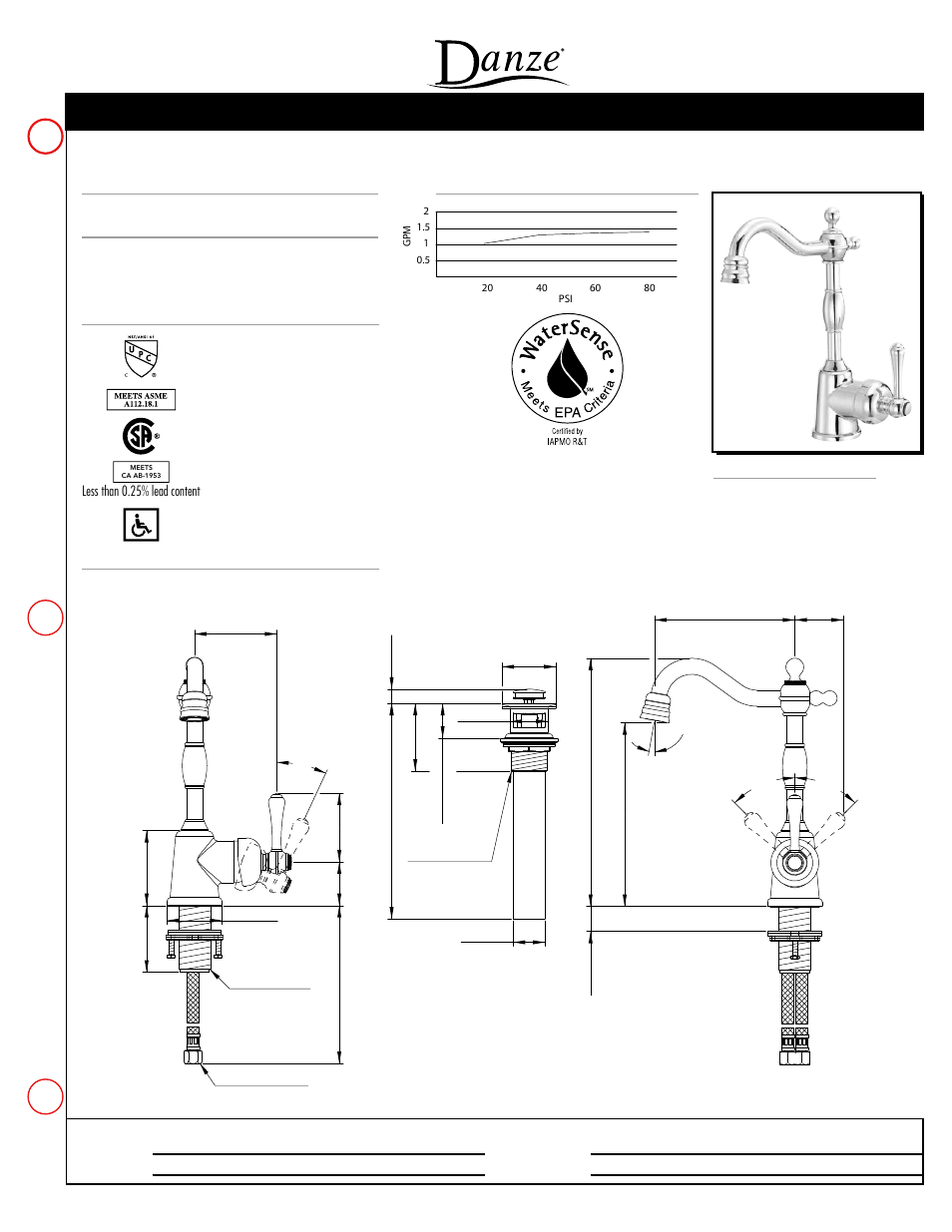 Danze D221557 - Spec Sheets User Manual | 1 page