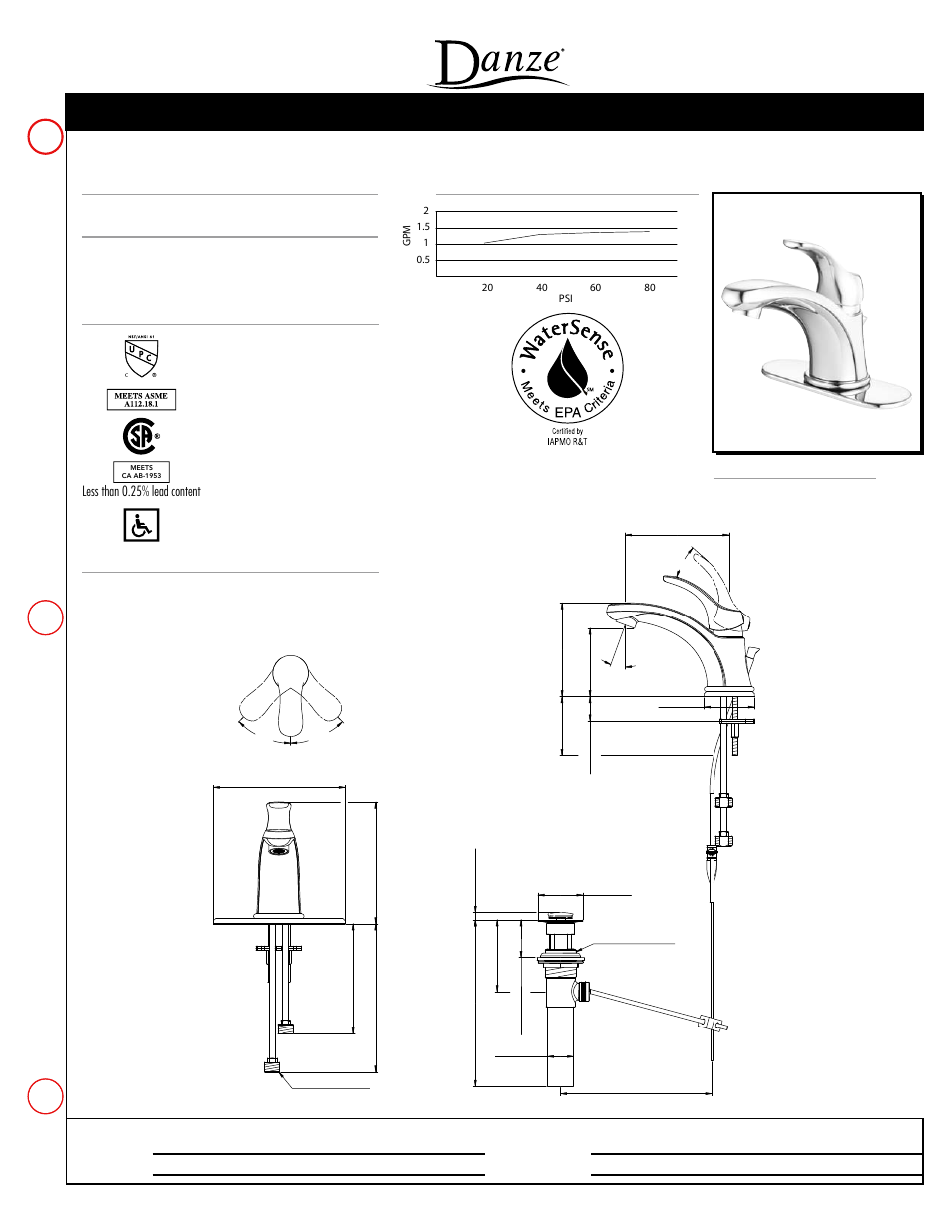 Danze D225525 - Spec Sheets User Manual | 1 page