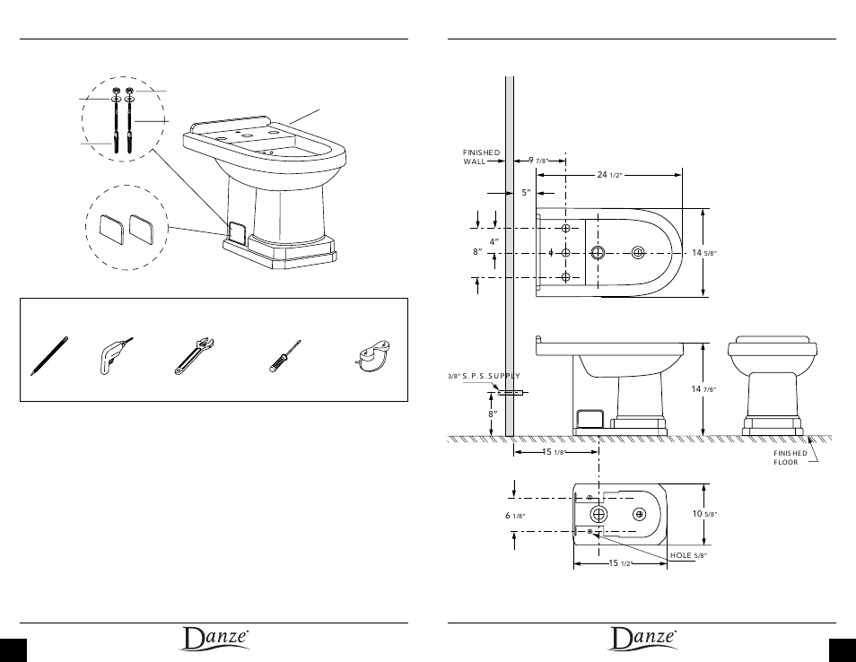 Product dimensions, Tools required | Danze DC024110 - Installation Manual User Manual | Page 3 / 9