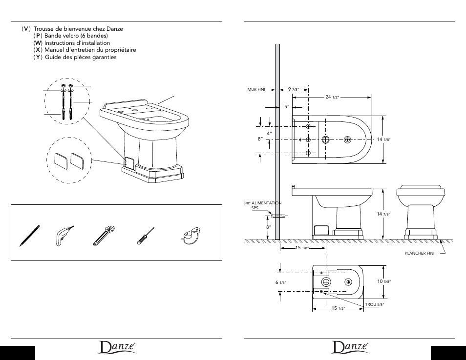 Outils requis, Dimensions du produit | Danze DC024110 - Installation Manual User Manual | Page 8 / 9