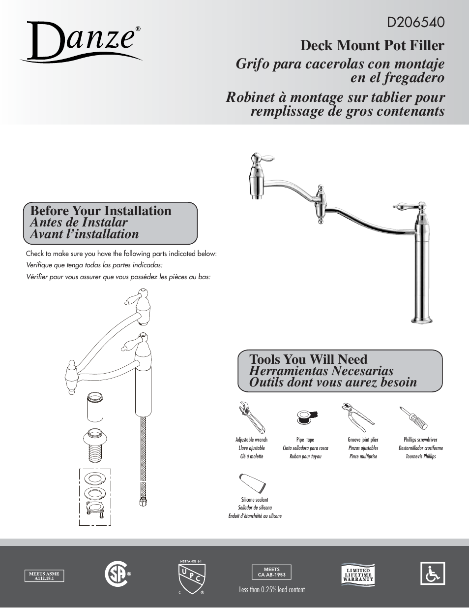 Danze D206540 - Installation Manual User Manual | 3 pages