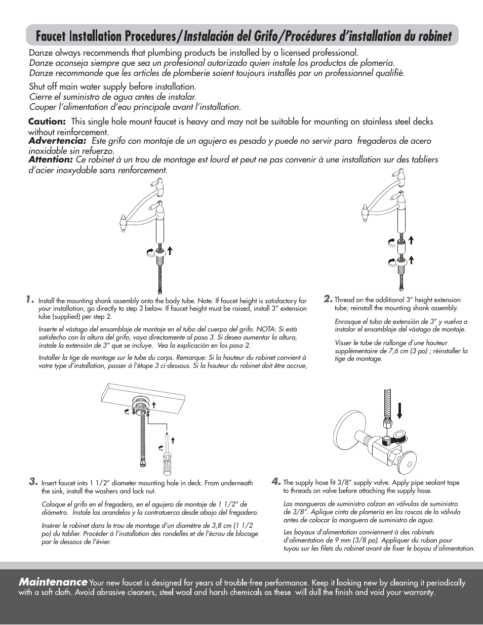 Danze D206540 - Installation Manual User Manual | Page 2 / 3