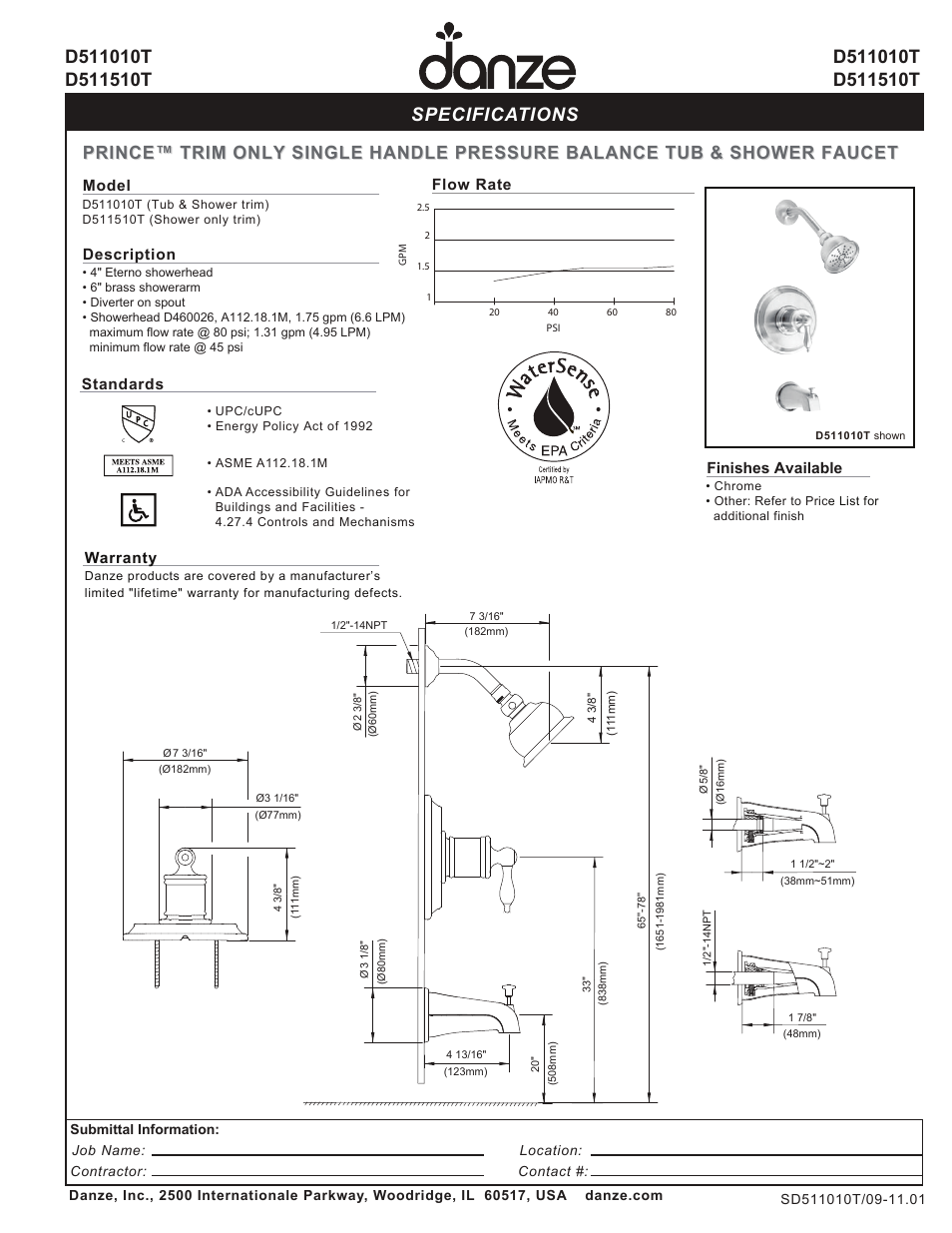 Danze D511510T User Manual | 1 page