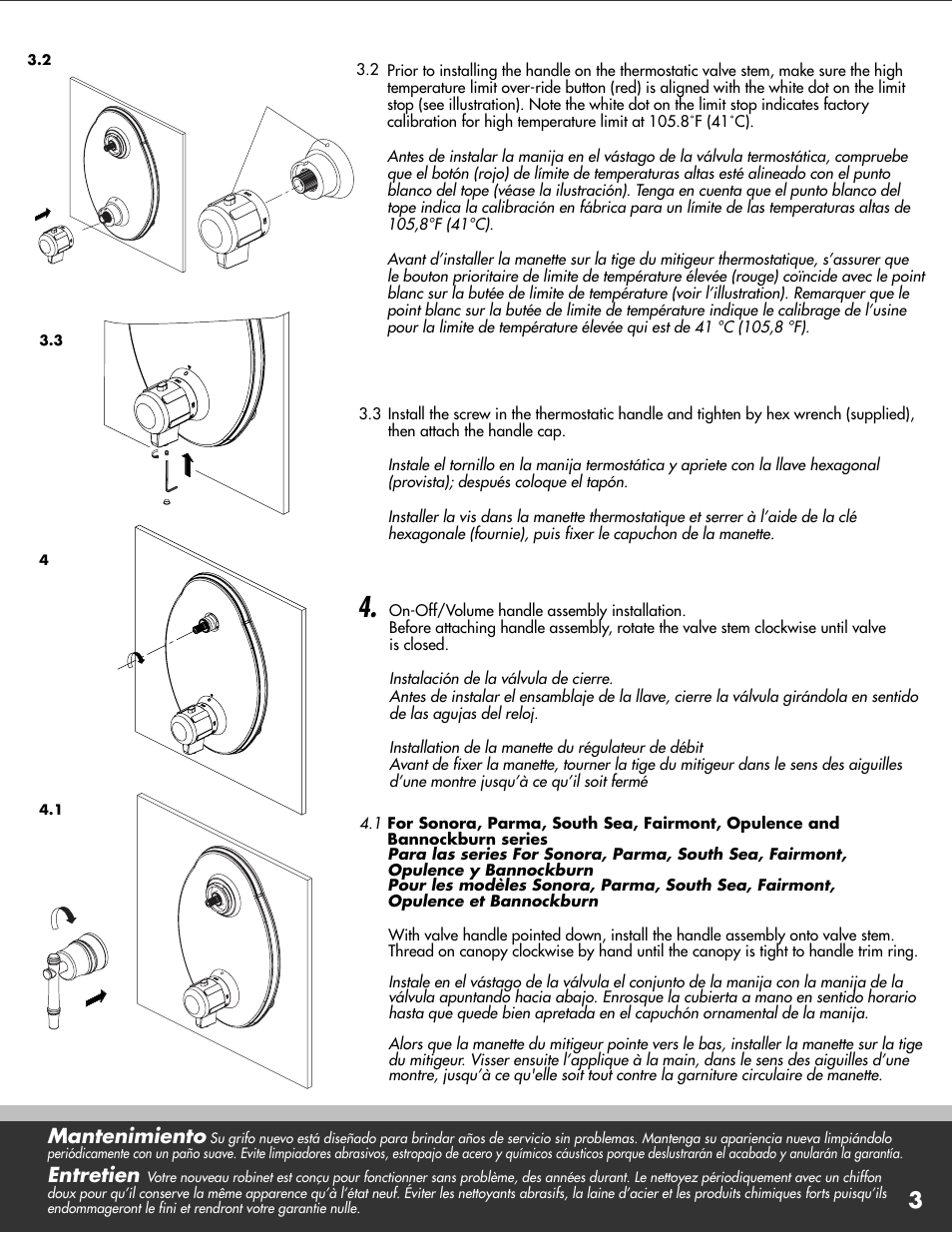 Mantenimiento, Entretien | Danze D560140 - Installation Manual User Manual | Page 3 / 10