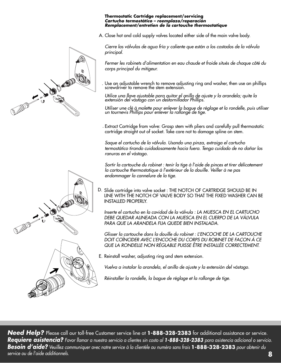 Need help, Requiere asistencia, Besoin d’aide | Danze D560140 - Installation Manual User Manual | Page 8 / 10