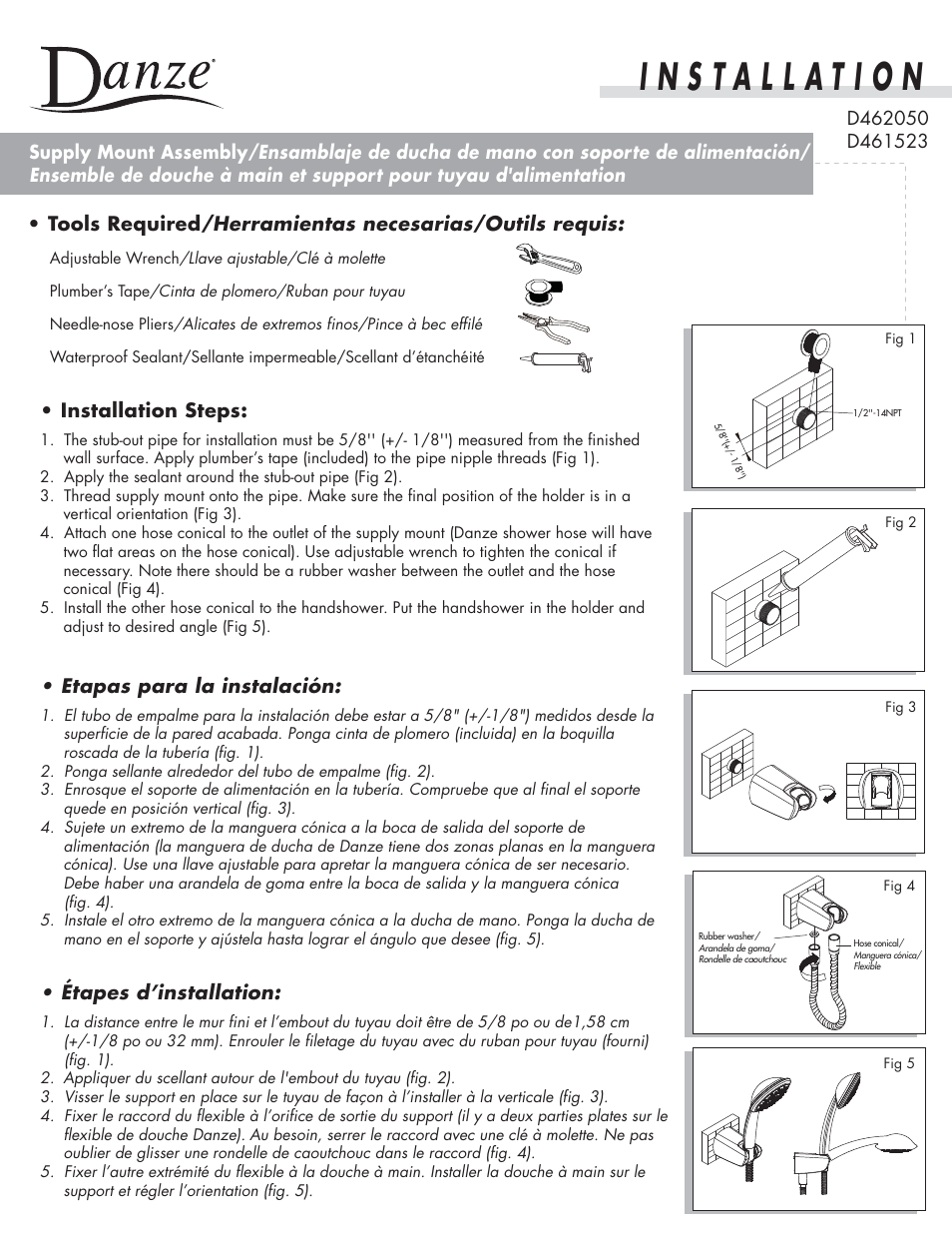 Danze D461523 - Installation Manual User Manual | 3 pages