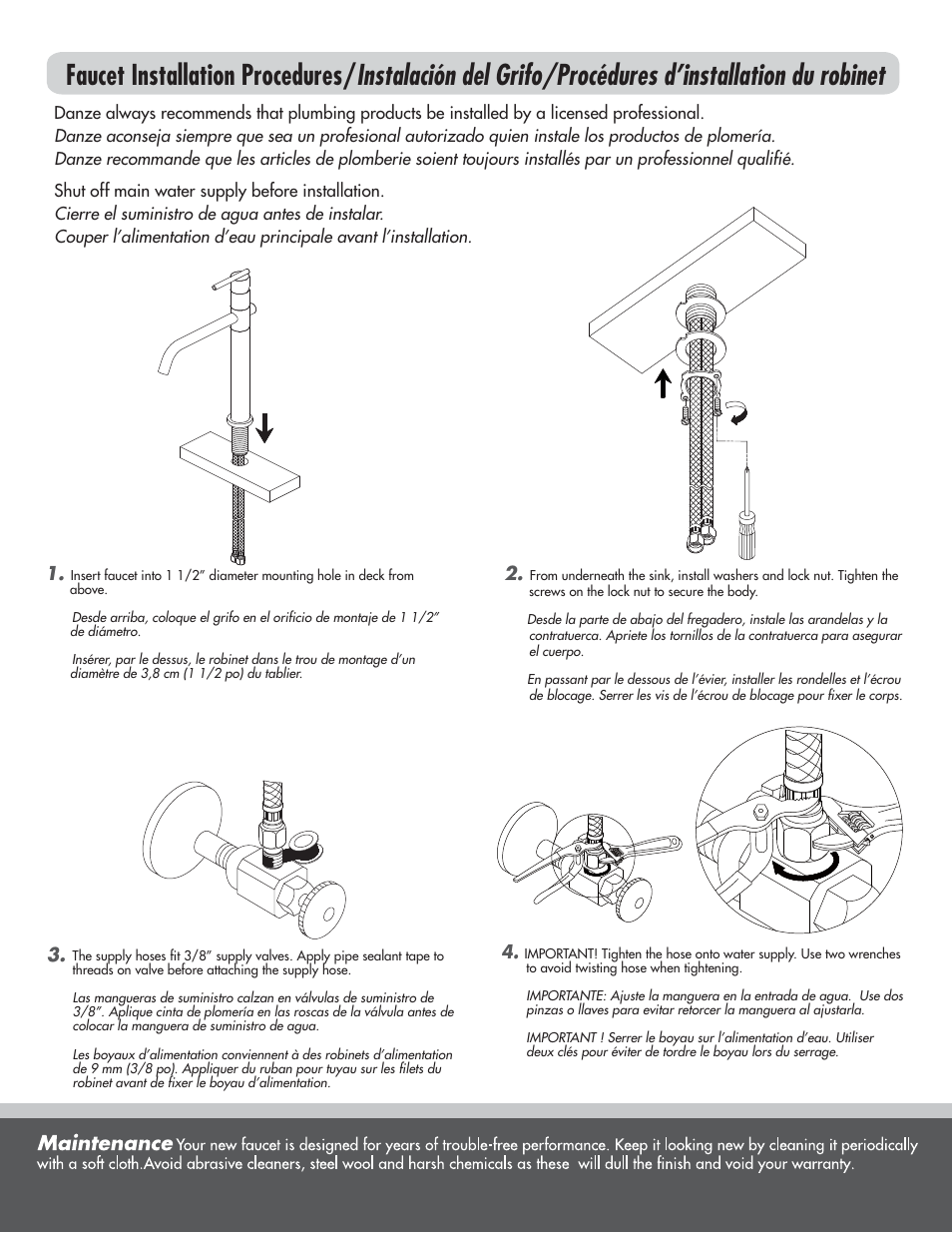 Danze D226058 - Installation Manual User Manual | Page 2 / 5
