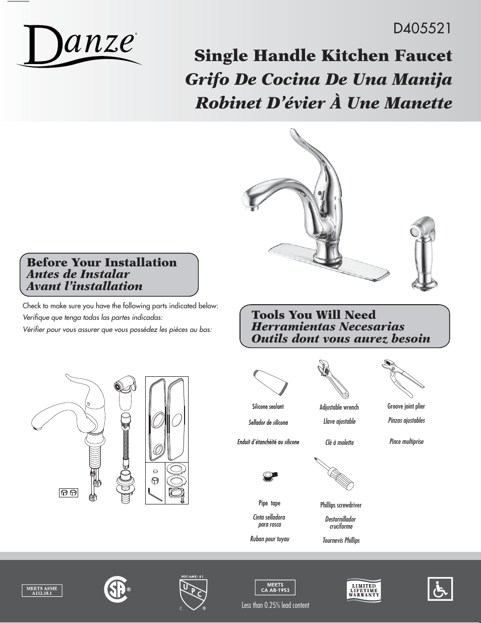 Danze D405521 - Installation Manual User Manual | 4 pages