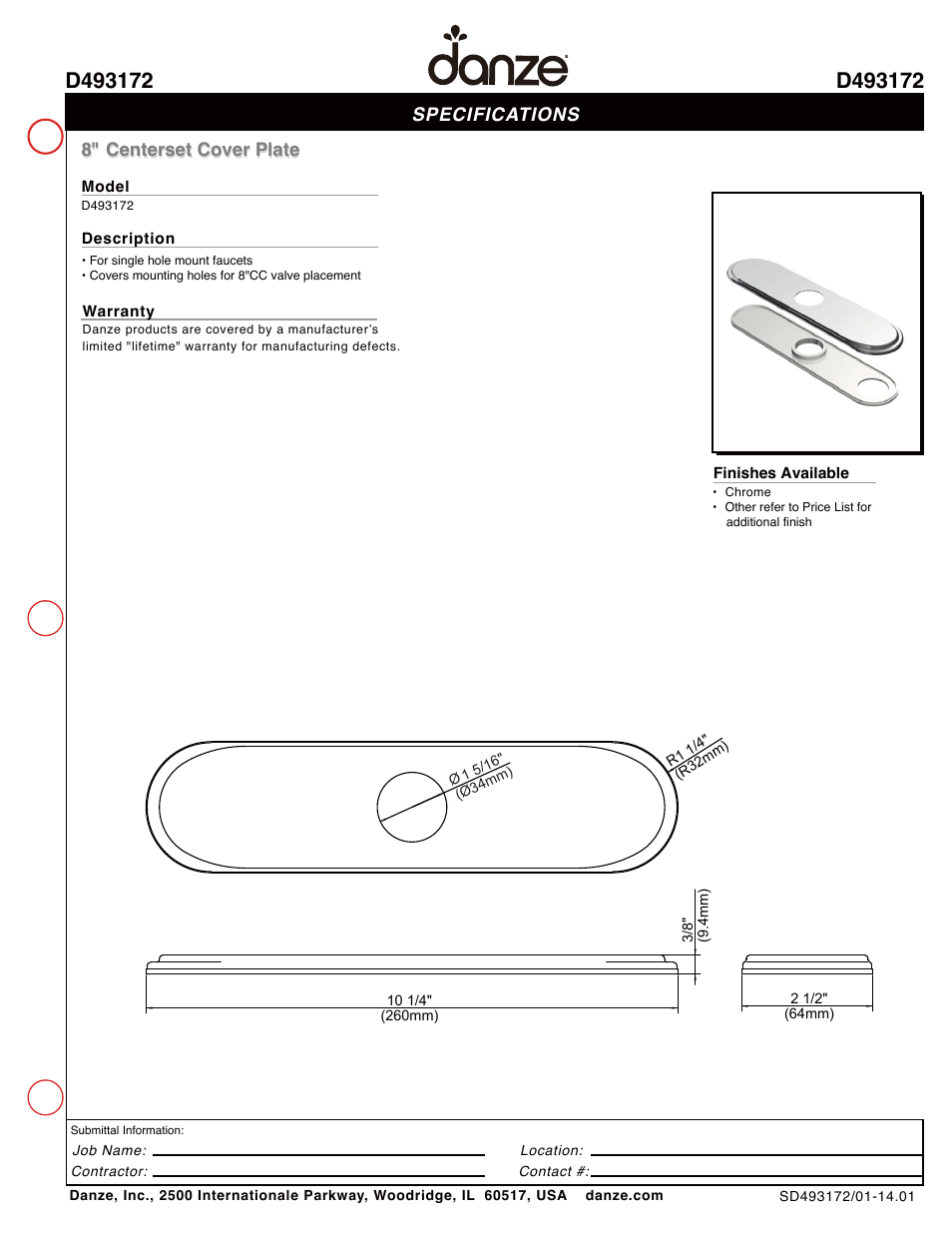 Danze D493172 User Manual | 1 page