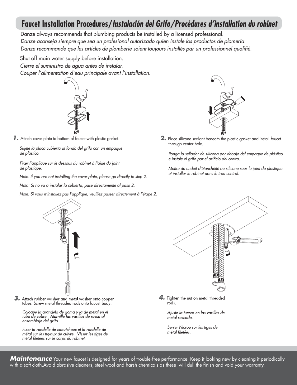 Maintenance | Danze D221554 - Installation Manual User Manual | Page 2 / 5