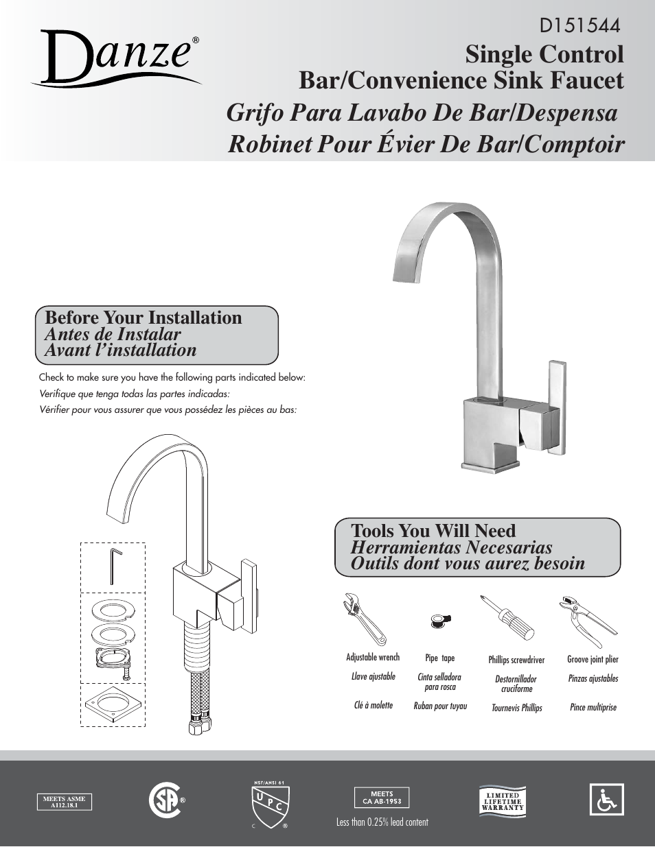 Danze D151544 - Installation Manual User Manual | 5 pages