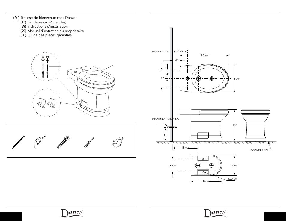 Dimensions du produit, Outils requis | Danze DC014110 - Installation Manual User Manual | Page 8 / 9