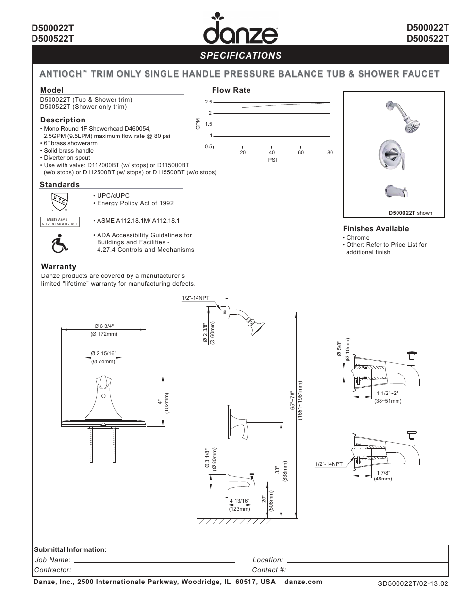 Danze D500522T User Manual | 1 page