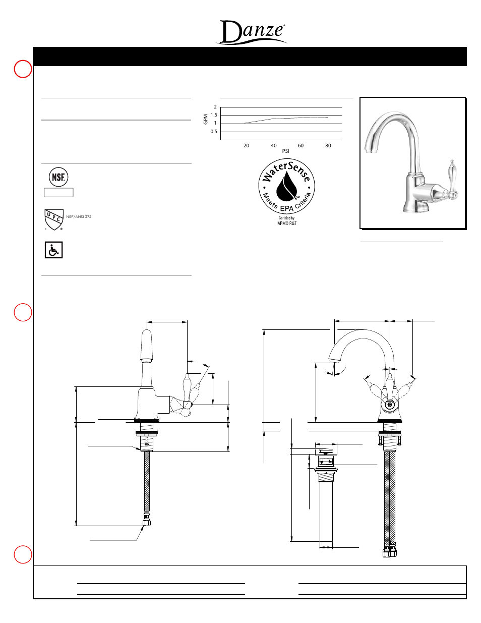 Danze D221540 - Spec Sheets User Manual | 1 page