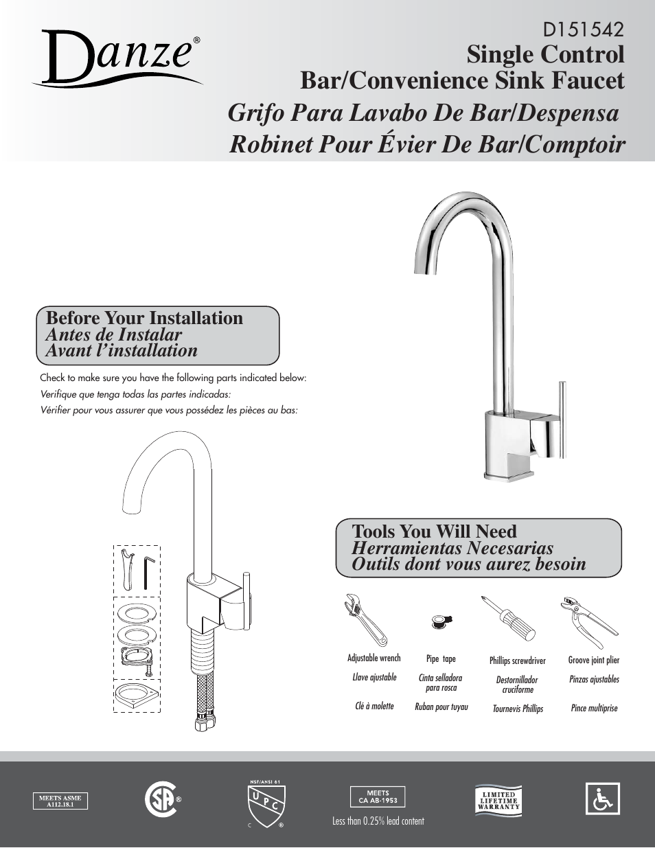 Danze D151542 - Installation Manual User Manual | 4 pages