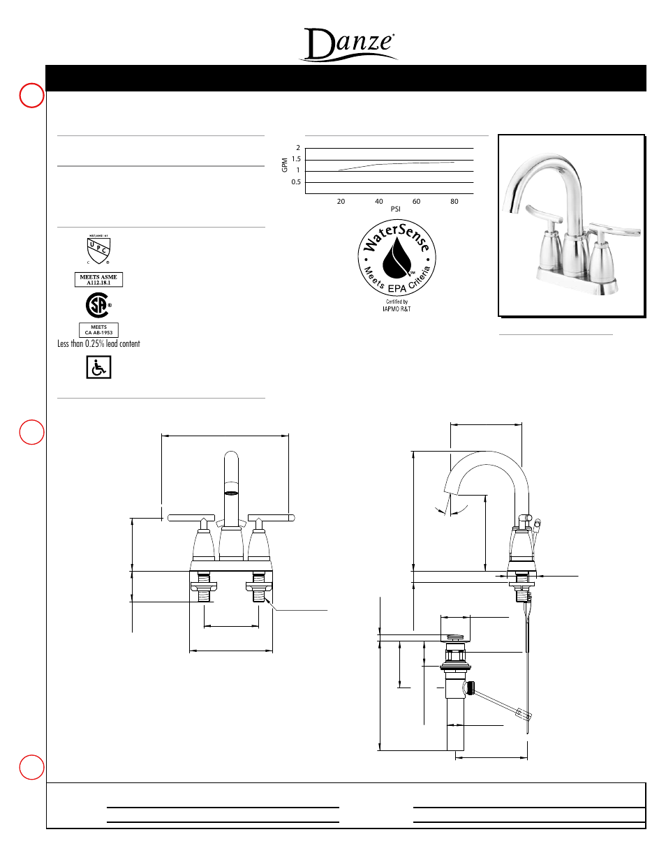 Danze D301054 - Spec Sheets User Manual | 1 page