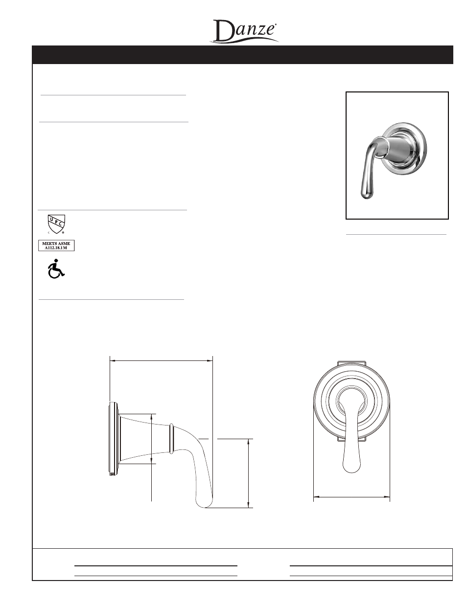 Danze D560956T - Spec Sheets User Manual | 1 page