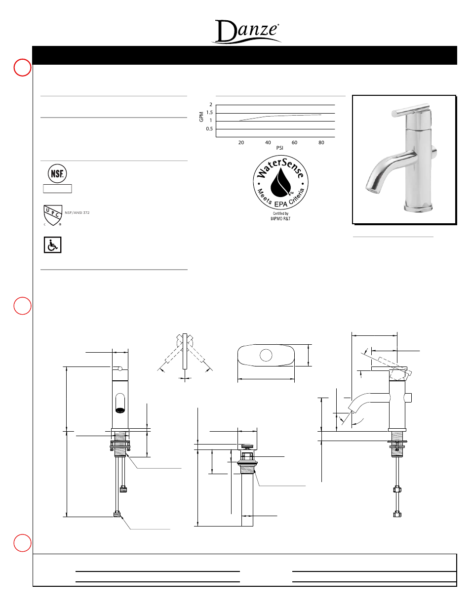 Danze D225558 - Spec Sheets User Manual | 1 page