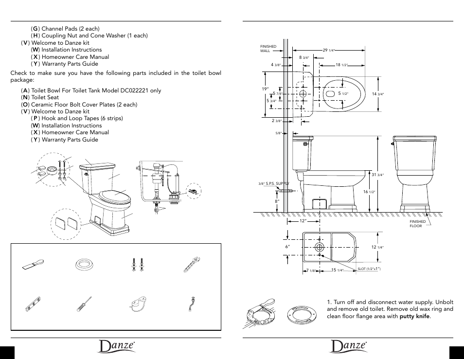 Installation instructions, Product dimensions, Tools required | Danze DC023230-DC022221 - Installation Manual User Manual | Page 3 / 13