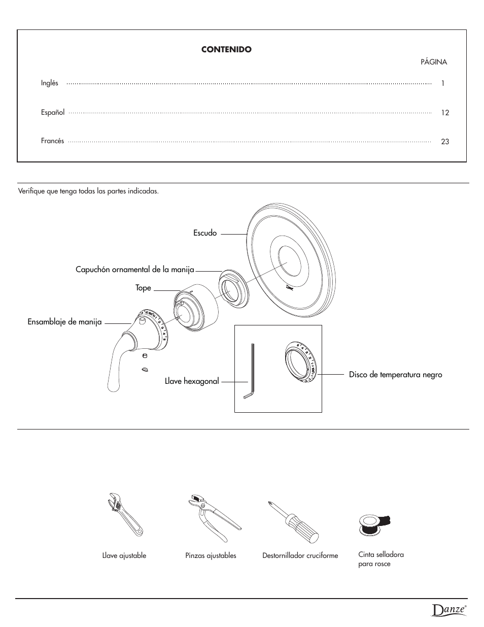 D5620-s.pdf, Herramientas necesarias | Danze D562054 - Installation Manual User Manual | Page 13 / 35