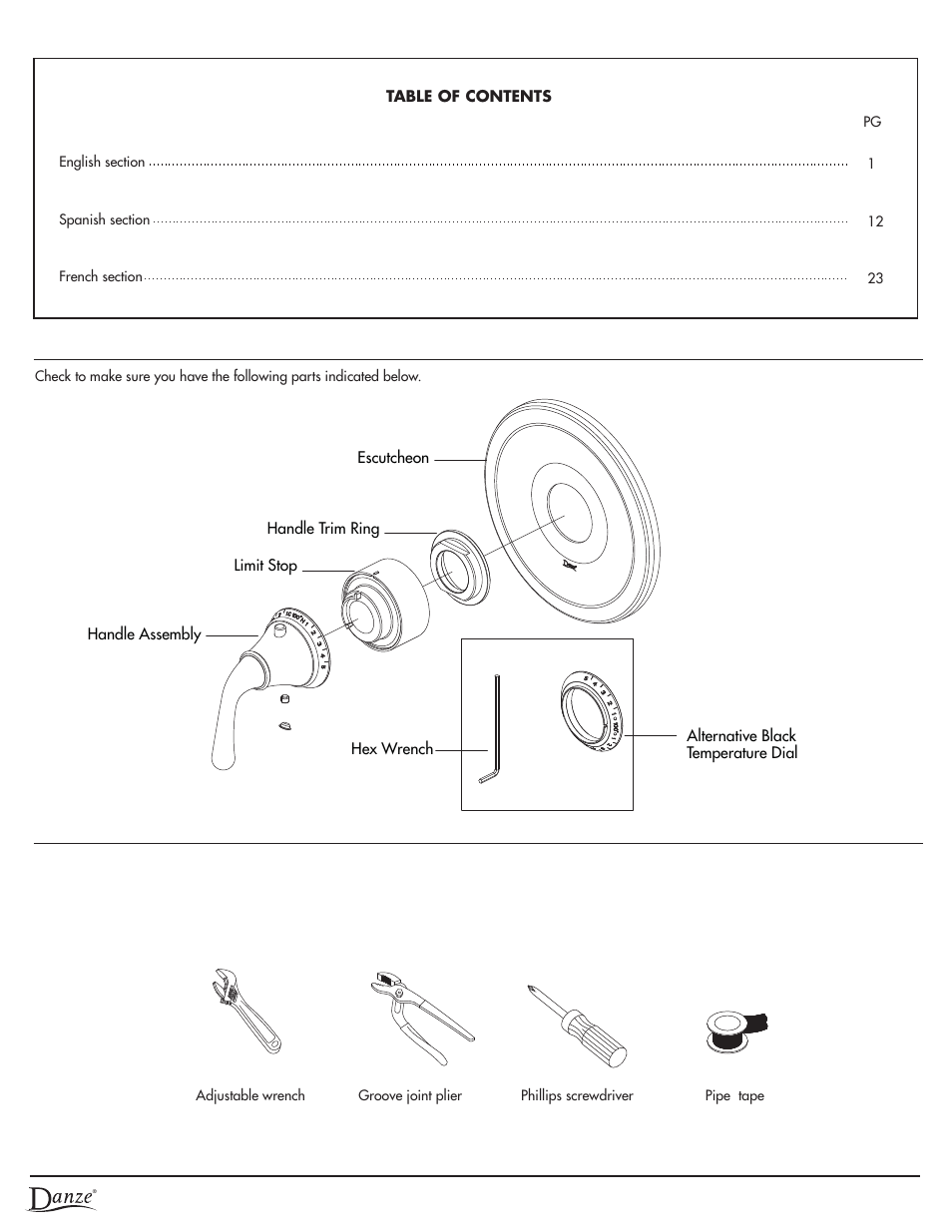 Tools required | Danze D562054 - Installation Manual User Manual | Page 2 / 35